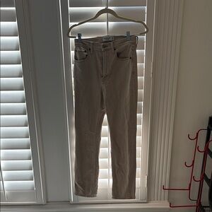 Abercrombie Ankle Straight Ultra High Rise Tan Jeans
